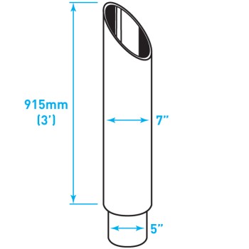 Exhaust Chrome Stack Reducing / Mitred 45º / Plain End / 7"-5" x 36"